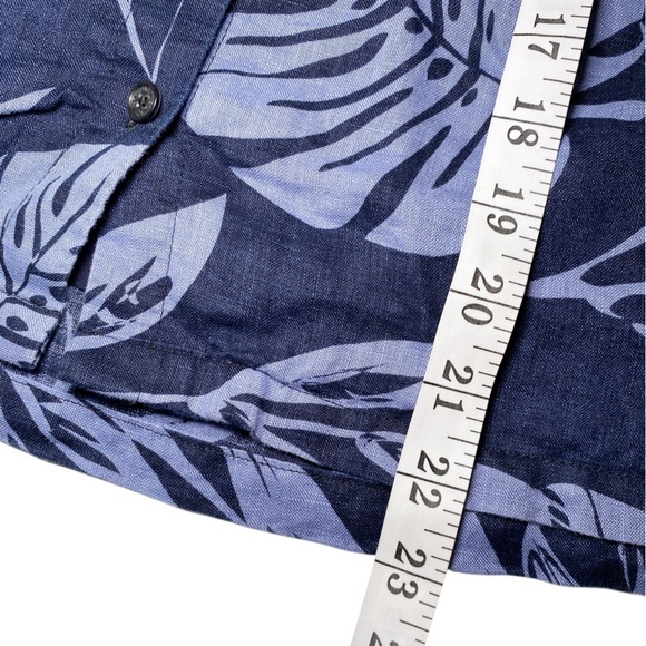 Brooks Brothers Dark Blue Leaf Pattern A-Line Button Down Linen Skirt - Picture 12 of 13